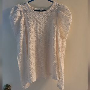 NWOT Loft Bodycon Puffy Shoulder Cream Lace Top Size SP
